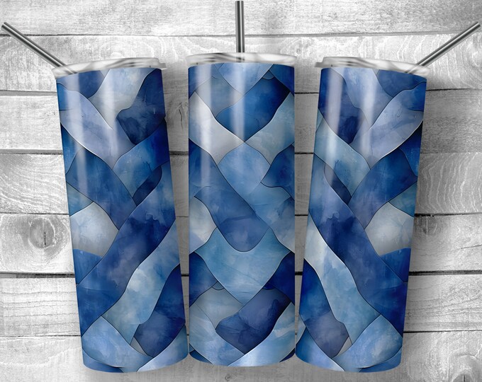 Blue Woven Pattern | 20oz Sublimation Tumbler  | 9.3 x 8.2” Straight Skinny Tumbler Wrap | PNG Digital Download | Sublimation