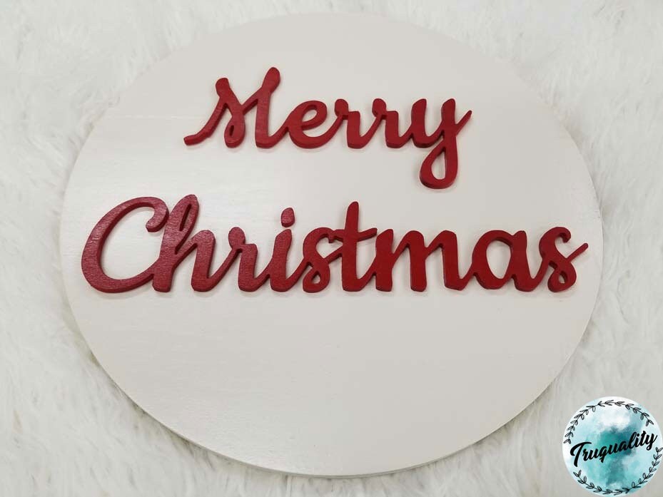12 Round Merry Christmas Christmas Wood Sign - Home Decor Sign | Wall Art Decor | Wall Art Sign