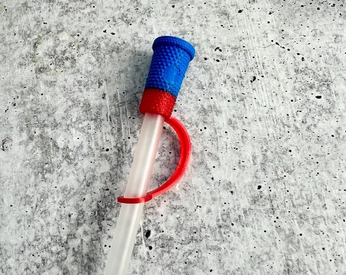Tumbler Straw Topper - 6-8MM Straws - Cute Straw Topper - Blue / Red
