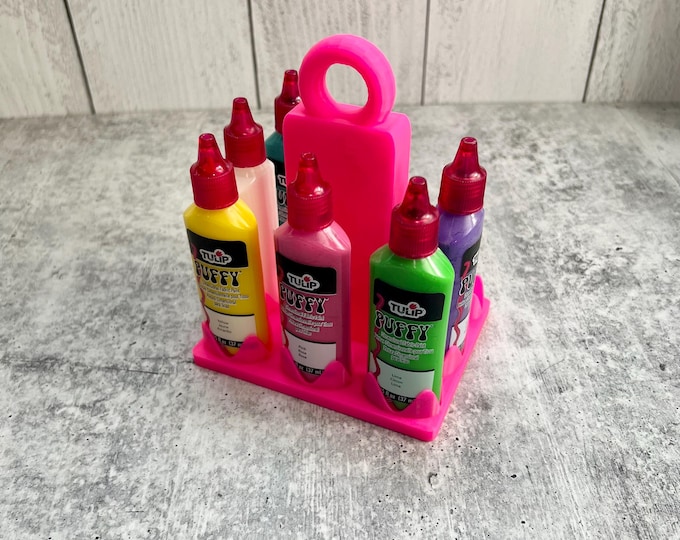 CLEARANCE - 3D Printed Paint Bottle Holder - Holds Eight 1.5 oz Paint Bottles - Hot Pink