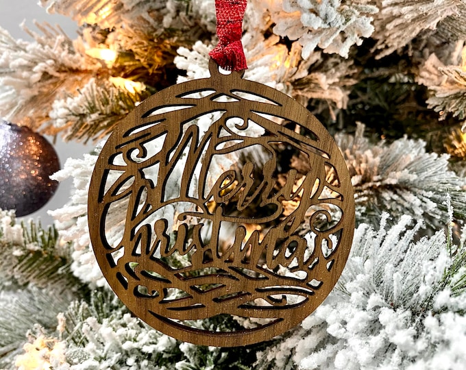 Merry Christmas Ornament | Simple, Rustic Christmas Ornament - Farmhouse | Decor | Christmas |