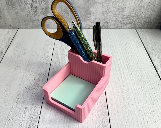 Sticky Note - Pen Holder - Desk Organizer - 3D Printed - Pink