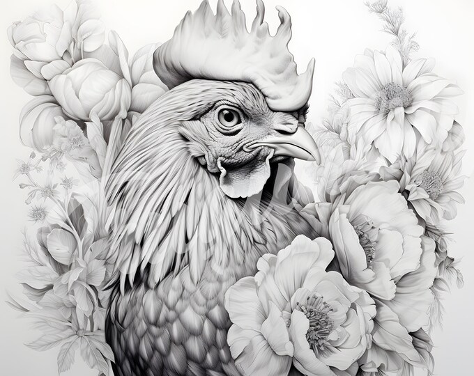 Rooster JPG, Chicken Clipart - Printable Clipart, High Quality JPG Download, Farm Animal