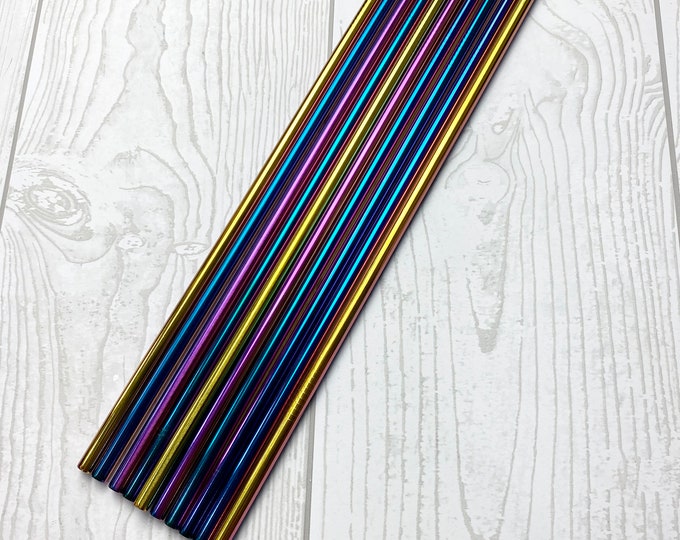 10 - Rainbow Metal Drinking Straws - Party - Entertaining - V16
