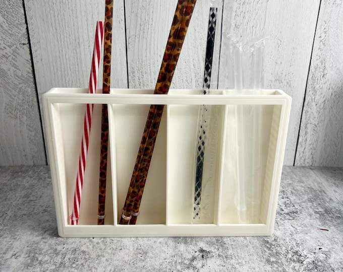 3D Printed Straw Organizer - Straw Holder - Kitchen Organizer -- WHITE