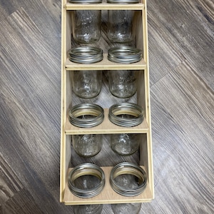 Wall Mounted Mason Jar Holder - 8 Count - Craft Room Storage - Organizer