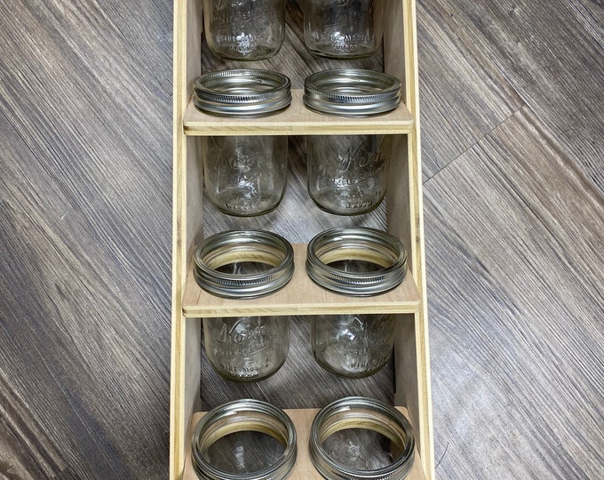 Wall Mounted Mason Jar Holder - 8 Count - Craft Room Storage - Organizer