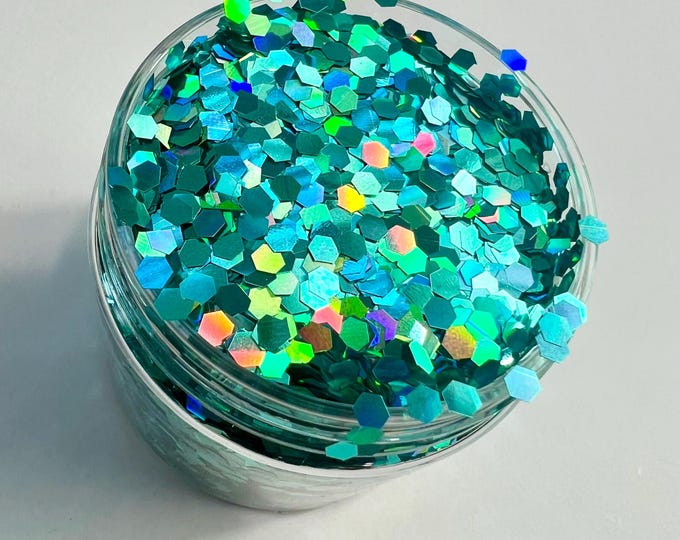 JUNE CLEARANCE - Holographic Teal Glitter Mix - Available in 2 oz