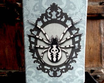 A5 Spider notebook, Victorian Gothic journal,  linen fabric backed insect illustration book