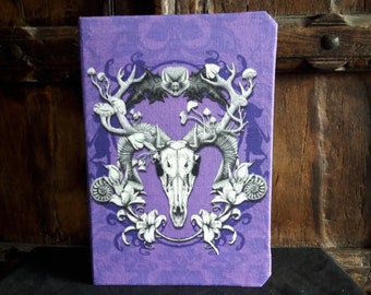 Gothic A5 Journal, Animal Skull, Bat Print, Lined Notebook