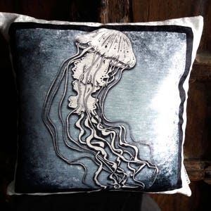 Jellyfish velvet seaside cushion, beautiful Gothic home decor print