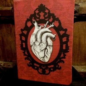 Anatomical heart A5 notebook, Gothic Valentine or wedding stationery gift, Tell Tale Heart, Edgar Allan Poe