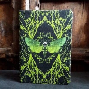 A5 Deaths head moth Green lined notebook, Victorian Gothic Ghost moth journal, dark nature witchy notebook