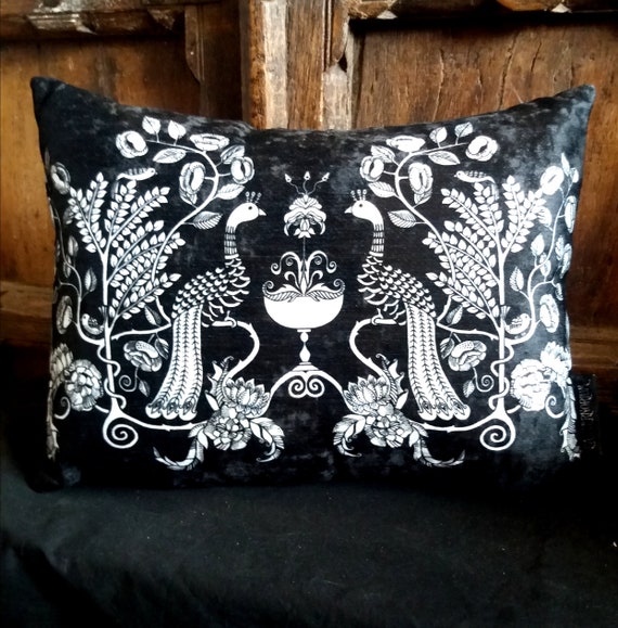 Peacock Chalice Gothic Home Decor Cushion, Art Nouveau Arts and