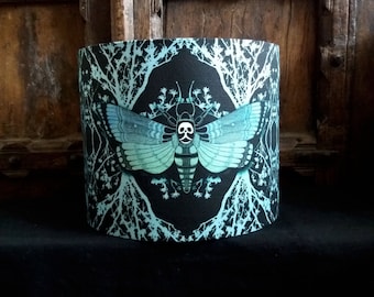 Turquoise Moth dark nature lamp shade, elegant Alternative Gothic decor 25cm lamp shade