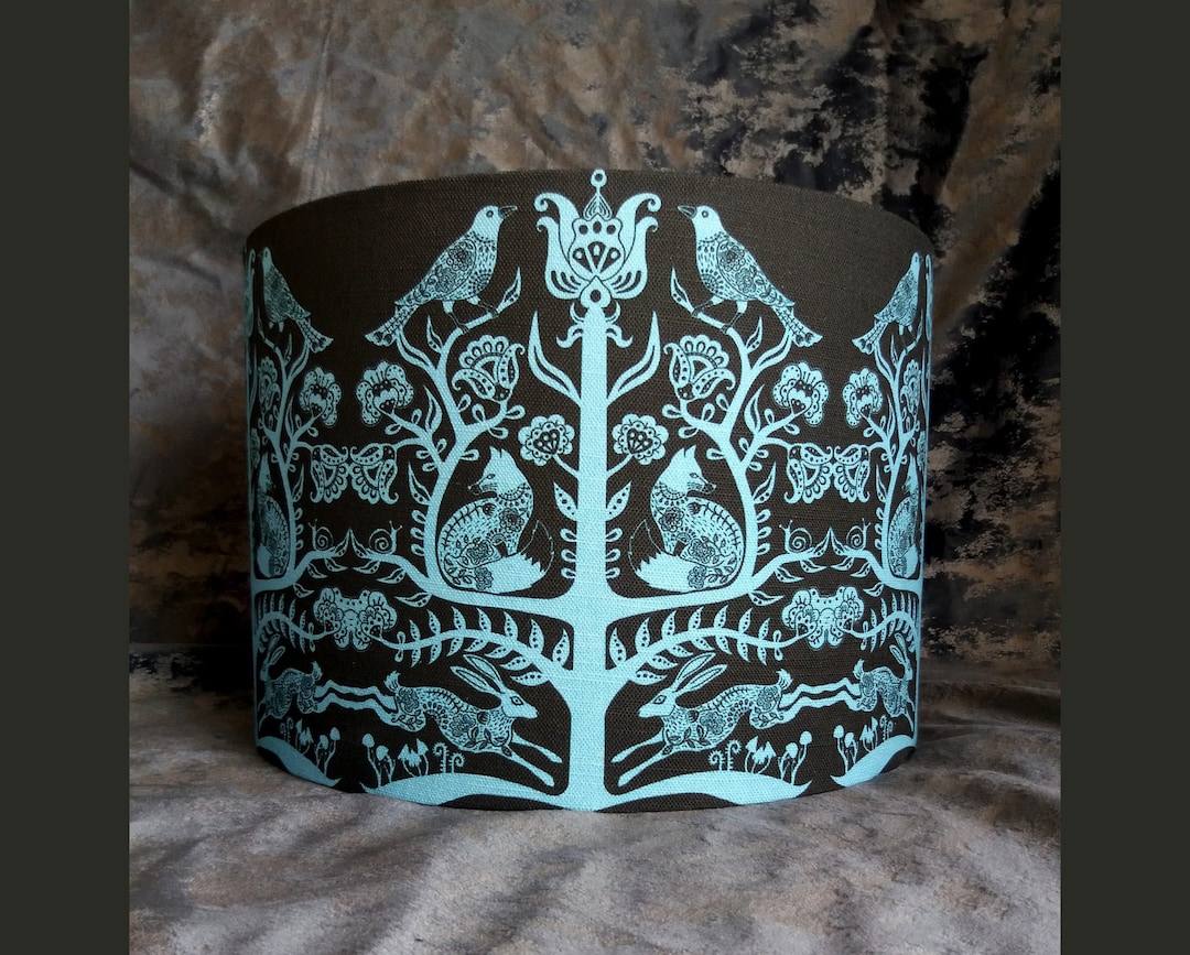 Large Folk Art Light Shade 40cm, Dark Nature Home Decor, Cottagecore ...