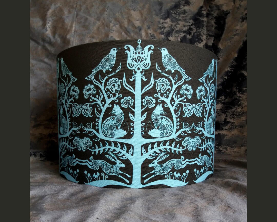 Folk Art Lamp Shade, Cottagecore Decor 25cm Lamp Shade, Dark Nature ...