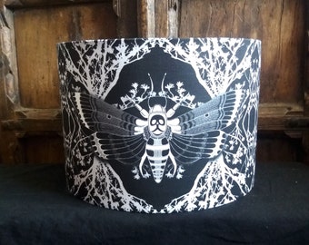 Ghost Moth black Victorian Gothic lamp shade, elegant Alternative decor 25cm lamp shade
