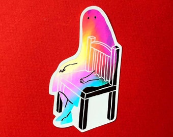 Holo Ghost Sticker | Waterproof Holographic