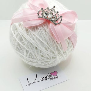 Handmade Pink Bow Baby Headband: Silver Diamante Crown