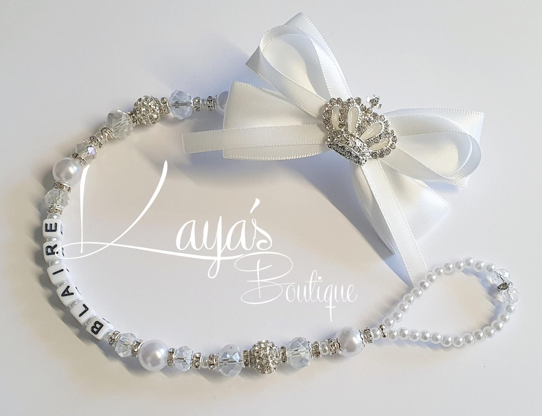 Rebern Bow Reborn Keepsake Dummy Clip: Rhinestone Crown, Pearl Crystal Bow - Etsy