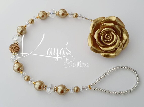 Big Gold Rose Flower Luxury Romany Bling Shamballa Crystal