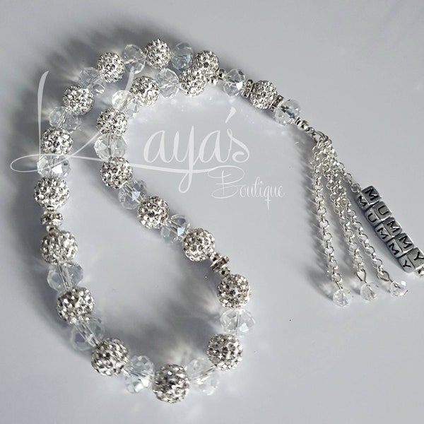 Luxe 33 Perles Tasbeeh Tasbih Demi Shamballa / Cristal Cadeau personnalisé Perles de prière islamiques Perles d’inquiétude Perles d’inquiétude