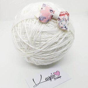 Handmade Floral Leatherette Baby Headband: Pink, Grey & Ivory Bow