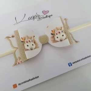 Cerchietto per capelli con riccio floreale *fatto a mano*, fiocco per capelli, regalo per battesimo, baby shower, autunno, creature del bosco, bianco, beige, glitter