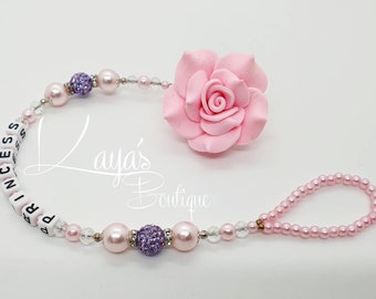 Bling *Evil Eye* Crystal Romany Keepsake Dummy/Pacifier Clip Personalised Pink Girl Protection Gift Reborn Baby