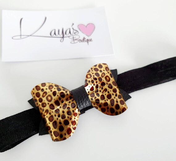 Leopard and Black Leather Bow Headbands Amazon.com : Leopard Print Headband for Women Girls, Wide  main image 3
