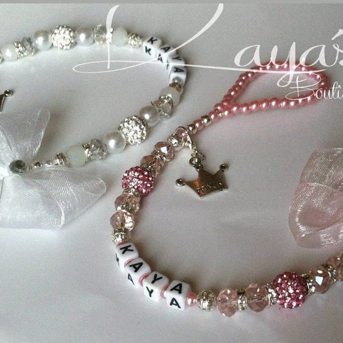 Personalised Bling dummy clip Rose Shamballa & Crystal pink/white !!❤❤ 