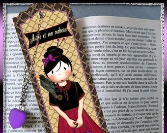 Marque-pages plastifié "Astrée et son corbeau", bookmark, petit cadeau, cadeau pas cher