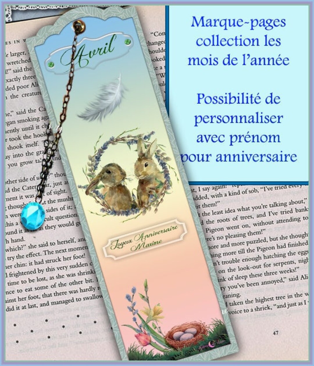 Laminated Bookmarks april, Customizable Bookmarks, Birthday Bookmarks ...