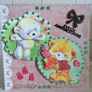 Carte d'anniversaire intitulée : "Deux petits oursons ..... "