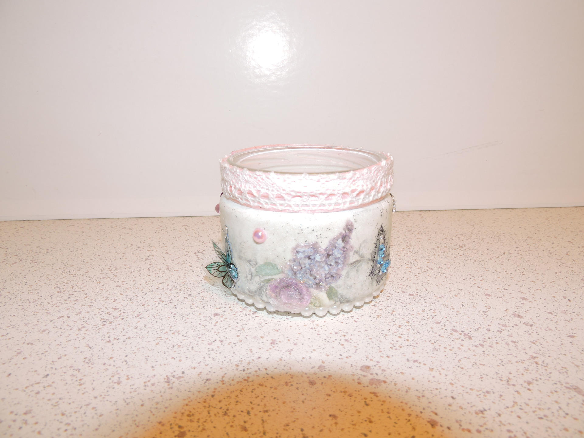 Photophore Romantique Fleurs et Papillons