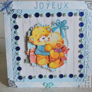 Carte d'anniversaire intitulée : "De petits amoureux ..... "