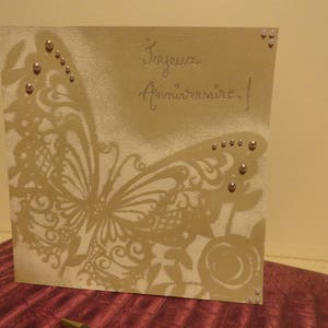Carte anniversaire papillon coloris "mastic"