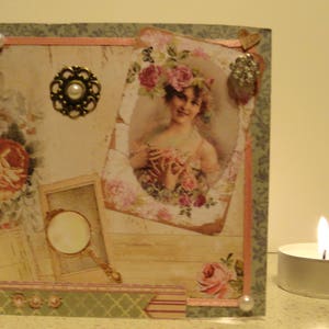 Carte toute occasion "La demoiselle aux roses"