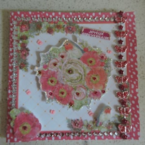 Carte anniversaire intitulée " oiseaux et papillons......."