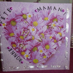 Pretty flowery heart card, titled "Happy Mother's Day"