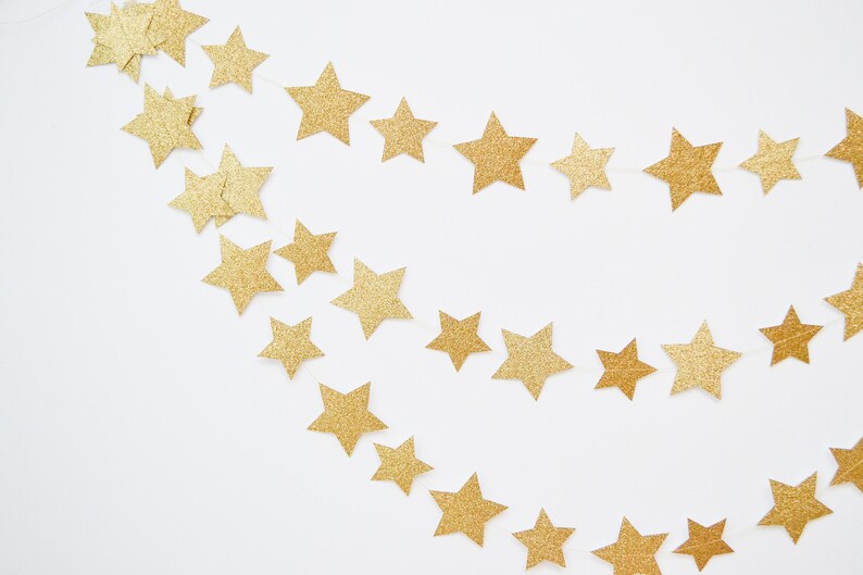 Triangle Twinkle Gold//Silver Paper Flag Bunting Banner Garland Party Home Decor