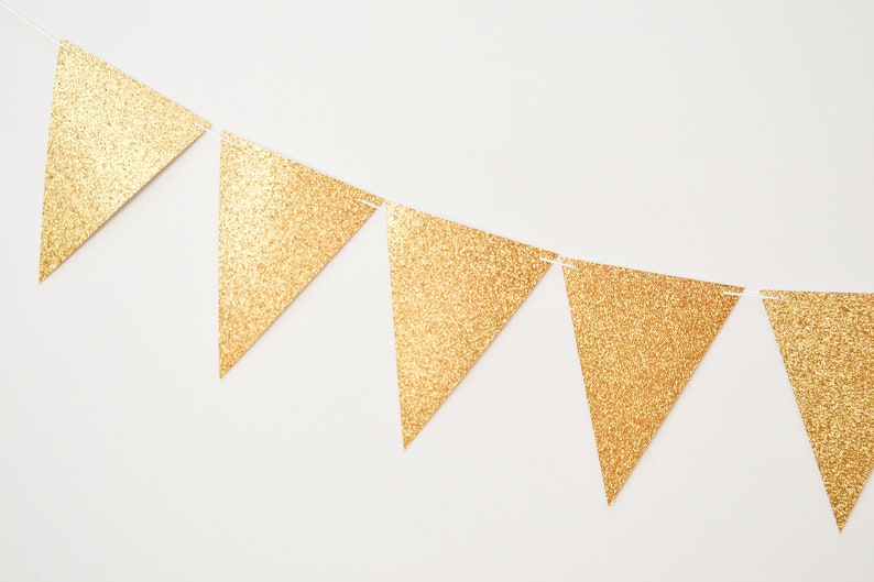 Gold pennant banner triangle flag bunting triangle garland Etsy