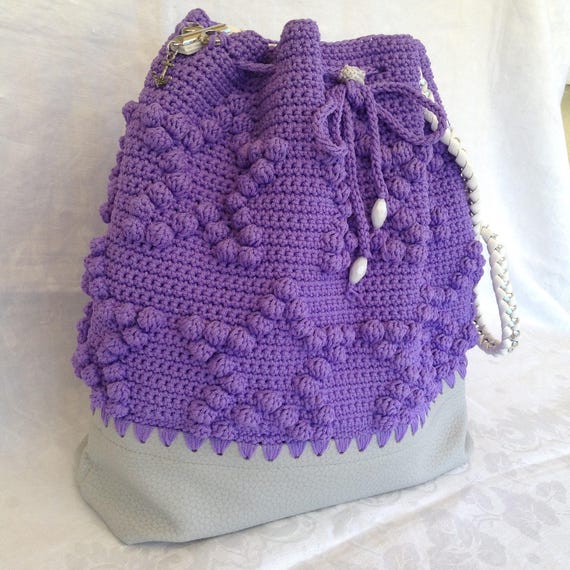 Borsa a secchiello all'uncinetto viola borsa fatta a mano | Etsy Italia