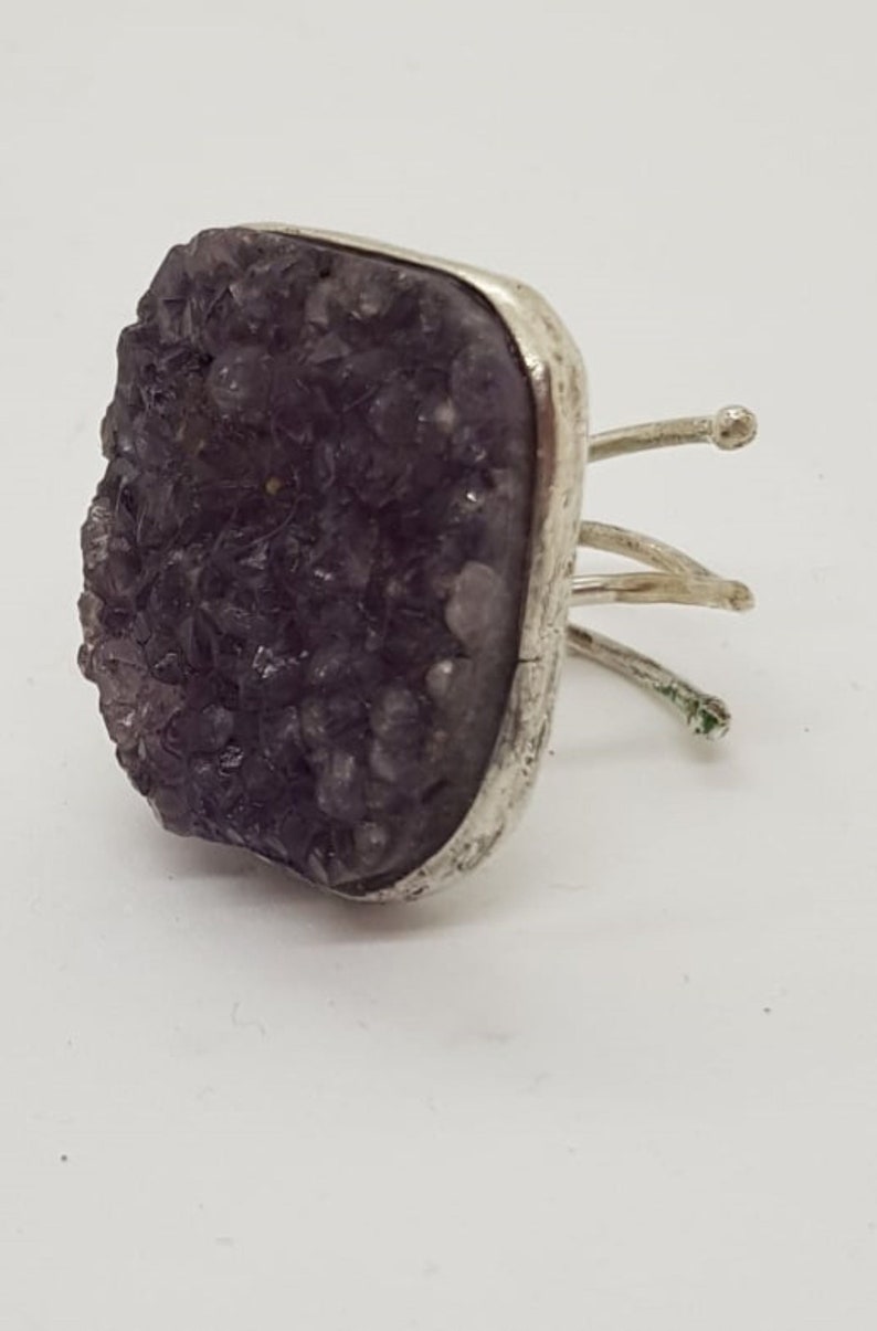 Sterling Silver Spiritual Ring with Gemstone Amethyst Etsy