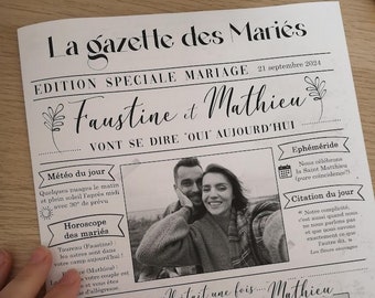 Wedding gazette, wedding newspaper, wedding gazette, guest gift