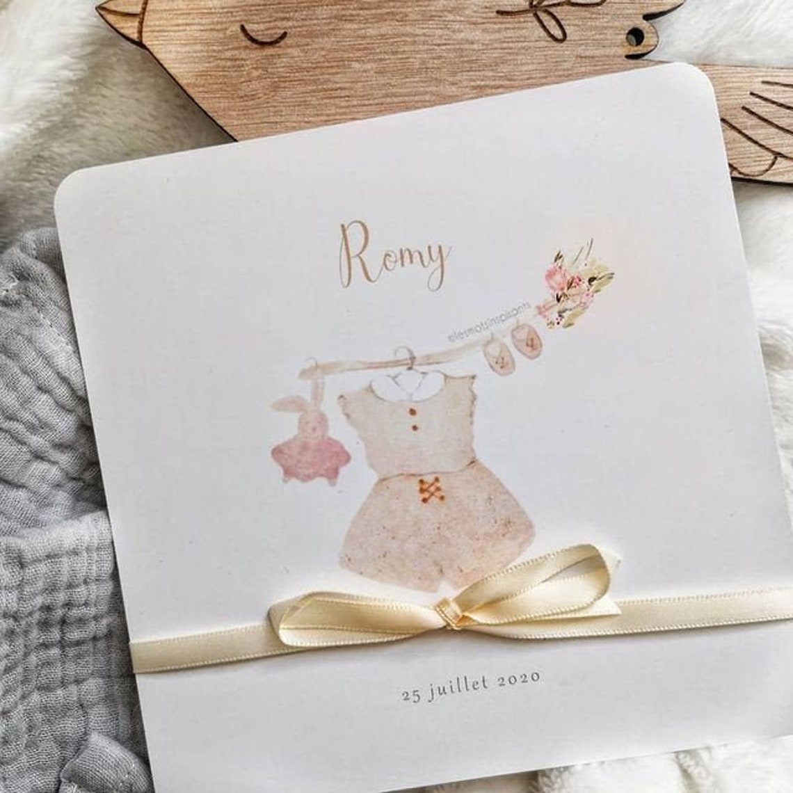 Faire part naissance fille aquarelle faire part fille | Etsy