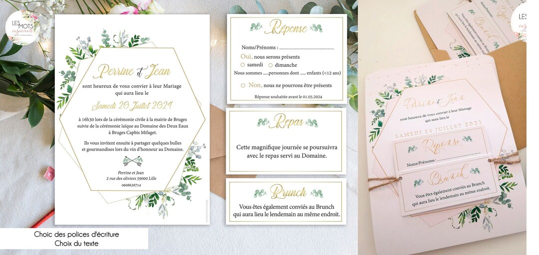 Faire part mariage champetre faire part mariage eucalyptus - Etsy France