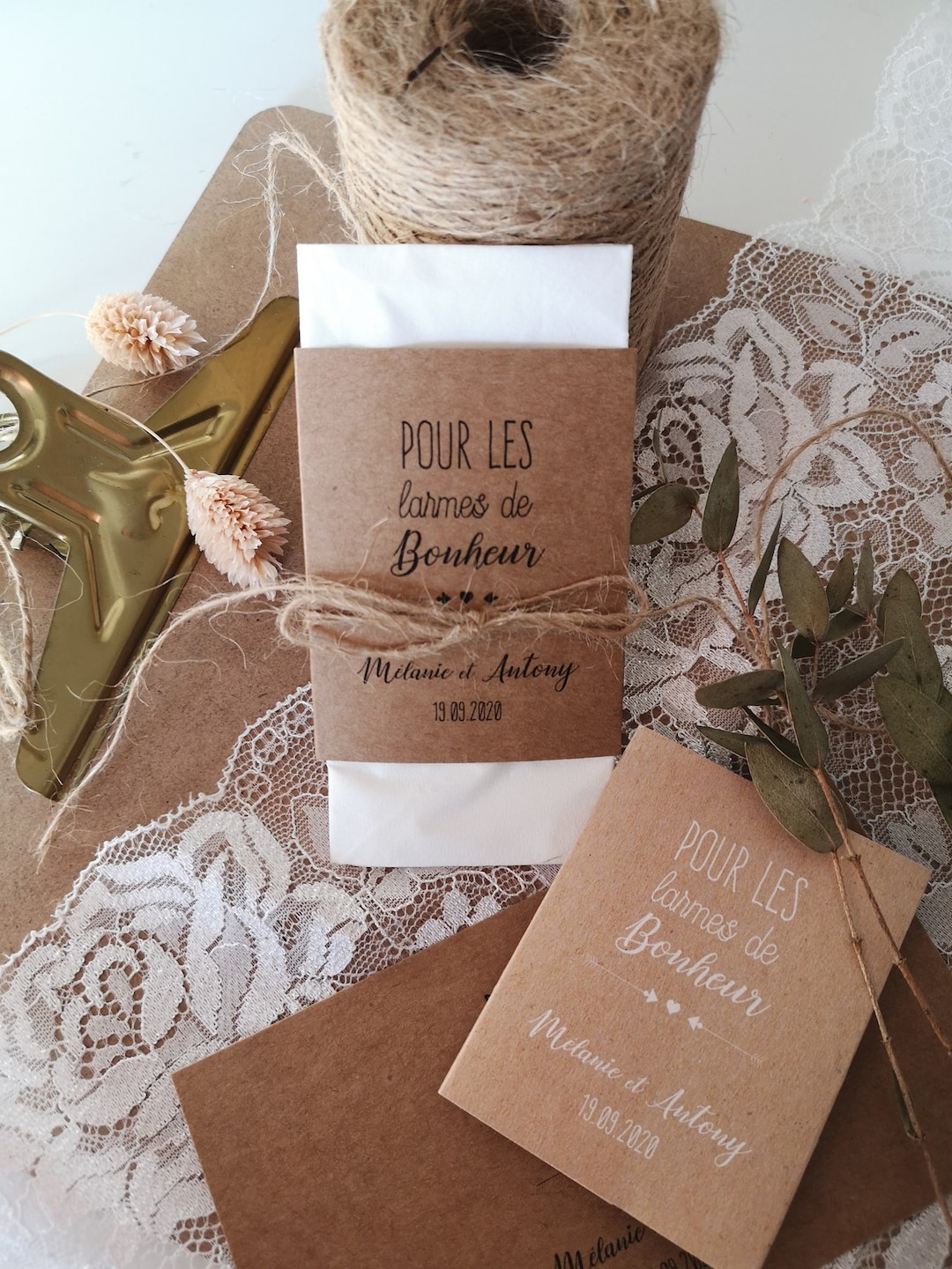 10 étiquettes larmes de bonheur, lot de joie mariage, larmes de joie, étiquette kraft, étiquette