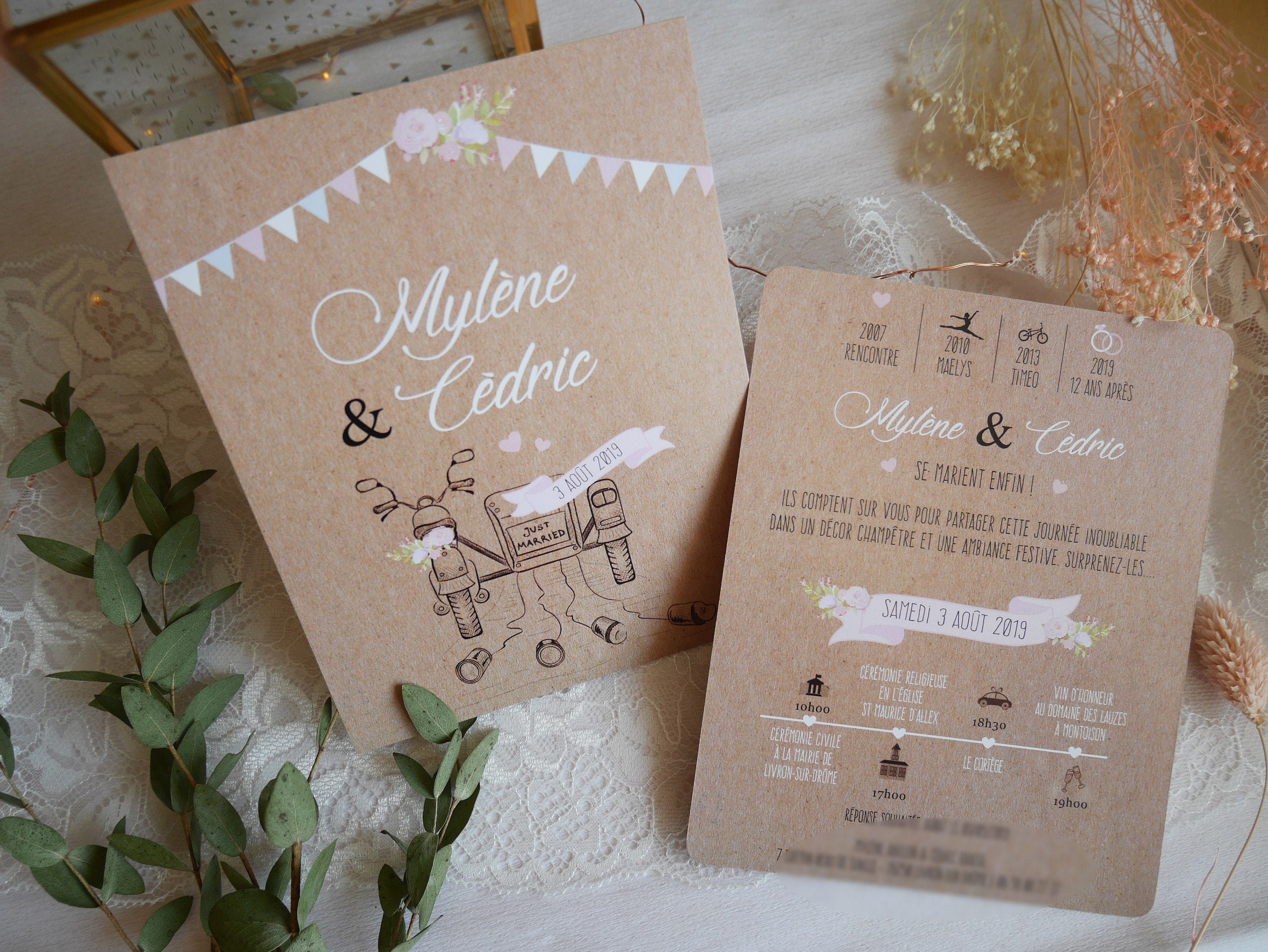 faire-part-mariage-champ-tre-faire-part-mariage-kraft-faire-etsy